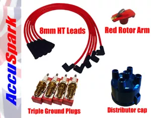 Ford Crossflow HT Leads, Sparkplug, Red Rotor & Distributor Cap For Motorcraft - Picture 1 of 1