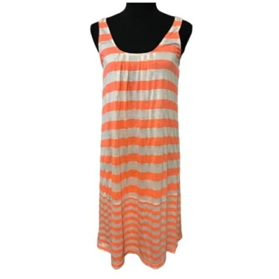 Camiseta sin mangas UMGEE para mujer pequeña naranja/blanca a rayas vestido traje de baño cubierta playa Foto 1 de 4