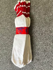 4 long 80s Vintage Retro Stripe Tube Socks RED extra thick 10-13 100% cotton USA - Picture 1 of 4