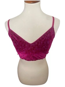 Intimately Free People Purple Velvet Floral Bralette. Size L - Picture 1 of 4