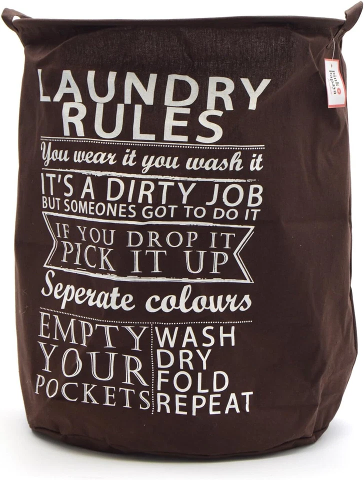 Pink Papaya Wäschesack Wäschekorb H:50 x Ø 40 cm Laundry Rules - braun - Bild 1 von 1