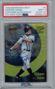 Bowman's Best Certified Autograph 1998 5 Chipper Jones PSA 9 automático 10 5098 - Imagen 1 de 1