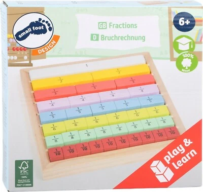 Holzspiel Bruchrechnen Educate small foot 17cmx 17cm x 2cm Lernspiel rechnen neu