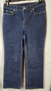 Jean recto Lands' End talla 8 azul lavado oscuro denim - Imagen 1 de 6
