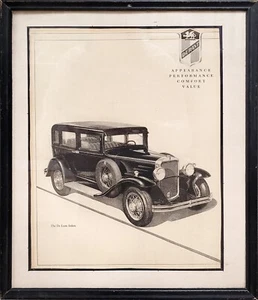 Sedán Du Luxe enmarcado de colección por Durant Motors estampado, marco de madera negro de 12"x15" - Imagen 1 de 1
