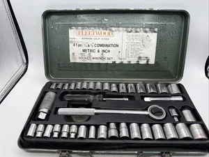 Fleetwood 39/40-piece Socket Ratchet Set No. 518 Vintage Japan w/ Green Case - Picture 1 of 8