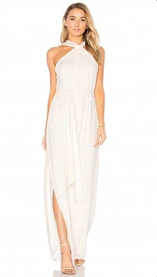 Vestido de noche Halston Heritage para mujer mediano blanco tiza Maxi JOJ161764 NUEVO CON ETIQUETAS Foto 1 de 4