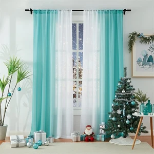 Ombre Chiffon Sheer Curtains 84 Inch Length for Living Room Bedroom Christmas... - Picture 1 of 9
