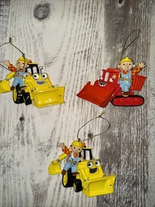 3 Pc Vintage￼Bob The Builder Christmas Ornament 2002 3d Effect One Sided Flat - Picture 1 of 11