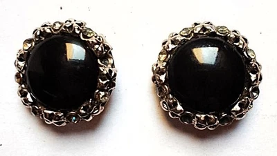 gruppo 2 BOTTONI GIOIELLO anni 70  * perla nera su base argento - Immagine 1 di 4