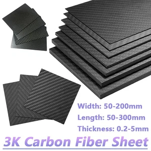 3K Carbon Fiber Board 0.2mm-5mm Thickness Carbon Fiber Sheet Plate 50mm-300mm - Picture 1 of 6