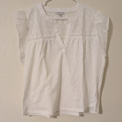 Blusa Design History bordada blanca manga acampanada Preppy Academia Top XL Foto 1 de 4