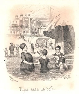 GB QV CARTA-HOJA ILUSTRADA (1856) CARICATURA BAÑO MARINO Cubierta sin usar XG176 - Imagen 1 de 18