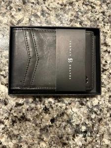 SERMAN BRANDS Men's Money Clip Wallet - Black Leather - Picture 1 of 6