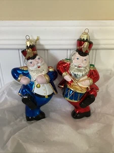 Vintage Santa's Glass Nutcracker Marching Band Dancing Christmas Ornaments - Picture 1 of 6