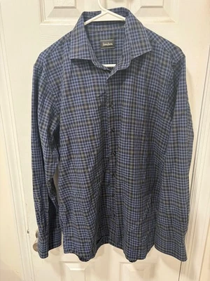 Neiman Marcus 男式格子纽扣衬衫 - 中号 — 第 1/4 张图片