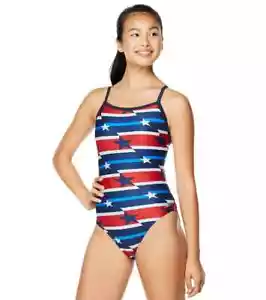 NUEVO CON ETIQUETAS SPEEDO FLYBACK TRAJE DE BAÑO ROJO BLANCO AZUL ESTRELLAS MUJER TALLA 8/34 - Imagen 1 de 4