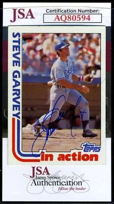 Steve Garvey JSA Coa Signed 1982 Topps In Action Autograph - Image 1 of 2