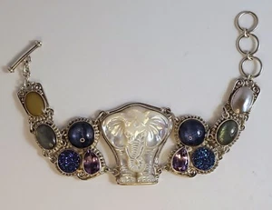 Bracciale Sajen MOP Elefante Sterling Big Statement come da ritrovamento - pietra sostituita - Foto 1 di 7