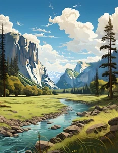 Yosemite National Park CA El Capitan Yosemite Valley Giclée Art Print 8.5X11 - Picture 1 of 2