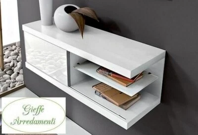 MOBILE INGRESSO MODERNO KELLY CONSOLLE BIANCO/TORTORA ANTA VETRO SCORREVOLE - Immagine 1 di 4