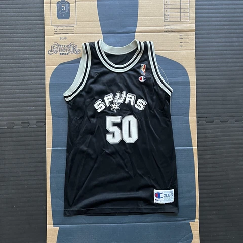 Vintage San Antonio Spurs Jersey Youth XL 18/20 Black Champion David Robinson Cover