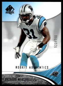 2006 SP Authentic Richard Marshall Rookie 521/750 Carolina Panthers #115 R109