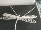 LALIQUE NECKLACE  PENDANT DRAGONFLY  CRYSTAL WINGS SILVER CHAIN & SILK CORD