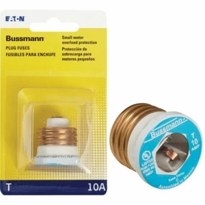 (5)-Bussmann 10A BP/T Heavy-Duty Time-Delay Plug Fuse. Model: BP/T-10 - Picture 1 of 1
