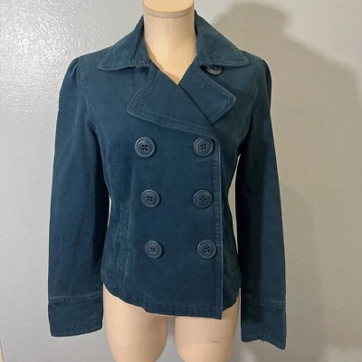 AMERICAN EAGLE Turquoise Blue Double-Breasted Blazer Coat Women M Pockets Lined - Image 1 of 4