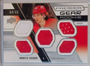 Moritz Seider 2021-22 Upper Deck Premier Gear Rookie Jersey 64/99 Red Wings - Picture 1 of 2