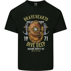 Brave Hearts Dive Deep Scuba Diving Diver Mens Cotton T-Shirt Tee Top - Picture 1 of 3