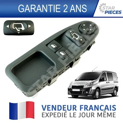 PLATINE COMMANDE BOUTON LEVE VITRE AVANT GAUCHE JUMPY EXPERT SCUDO 07-18 6554ZJ - Immagine 1 di 4