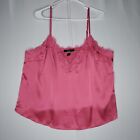 Forever21 Camisole Tank Top Junior 2X Pink Lace Vneck Satin Strappy Adjustable