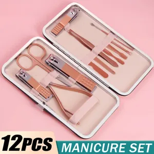 12PCS Manicure Pedicure Nail Care Set Cutter Clippers Kit Case Mens Ladies UK - Picture 1 of 4