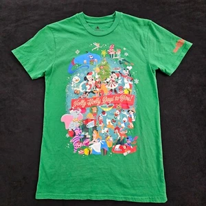 Holly Jolly Disney Christmas Green Short Sleeve Cotton T-Shirt Men's S - Picture 1 of 9