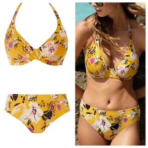 Fantasie Florida Keys Nectar Yellow Halter Bikini Set UK 32F Brief S/10 - Picture 1 of 5