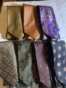 JOS A. BANK Neck Tie Lot Of 7 100% Silk Designer Classic Mixed Prints Men - Picture 1 of 6