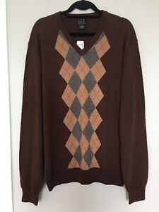 NWT JOS A BANK EXECUTIVE COLLECTION WOOL BLEND V NECK SWEATER SIZE L $150