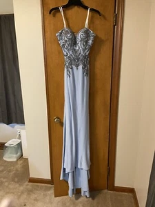 Baby Blue Crystal Prom Dress - Picture 1 of 4