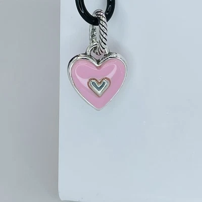 Dije Corazón Caramelo Rosa Brighton DULCE Mensaje Esmalte Tono Plateado Foto 1 de 4