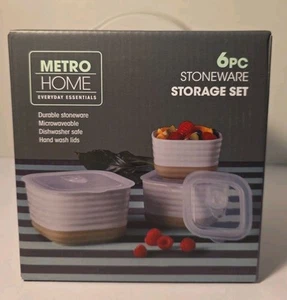 Metro Home Everyday Essentials 6 pcs Stoneware Storage Set NEW - Picture 1 of 5