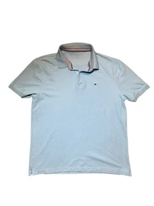 Polo Tommy Hilfiger Talla XL Para Hombre Ajuste Personalizado Manga Corta Cuello Azul Claro - Imagen 1 de 5