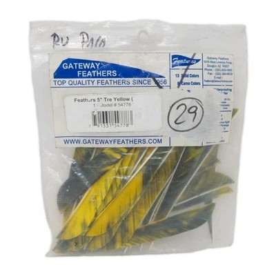 29 Count Gateway Feathers 5" Right Wing: Parabolic Camo Tre Yellow - Image 1 of 2