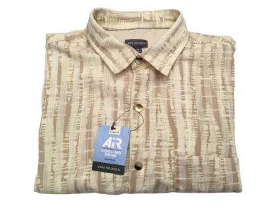 Van Heusen Men's Brown/Tan Button-up Collared Air Cooling Zone Shirt Size Large - Image 1 of 4