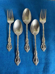3 SPOON 2 FORK COUNTESS Wallace Glossy Korea 18/10 Stainless Steel Flatware VGC - Picture 1 of 5