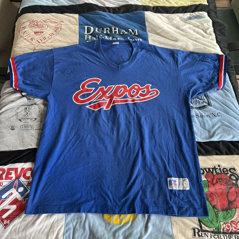 VTG Vintage 80s 90s RUSSELL ATHLETIC Montreal Expos MLB Official Jersey Shirt XL Cover