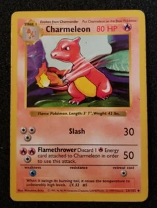 Vintage Ultra Rare 1999 Charmeleon Pokemon Card 24/102 LV.32 #5 80 HP - Picture 1 of 2