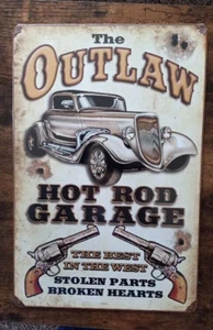 Insegna Fuorilegge Hot Rod Garage Metallo Pesante Auto Casa Ufficio Decorazione Parete - Foto 1 di 1