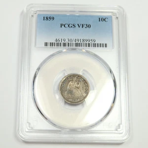 1859 P PCGS VF30 - Silver Seated Dime - US Coin #49471A - Picture 1 of 2
